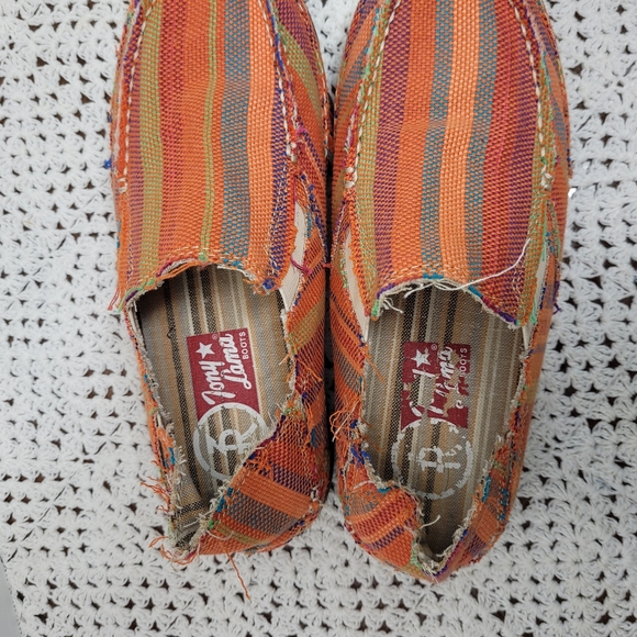 Tony Lama Women's Orange Striped Canvas Shoes - Picture 5 of 6